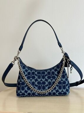 Coach Teri Denim Signature Baguette Shoulder Crossbody Bag